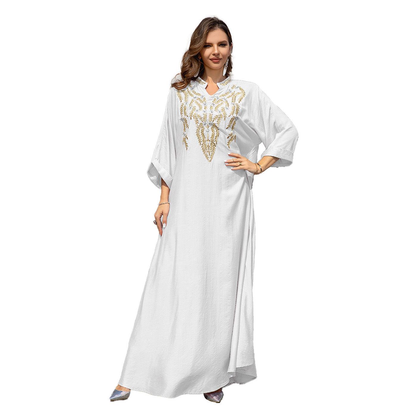 Muslim Women Embroidered Robe Dress - Muslim Women Embroidered Robe