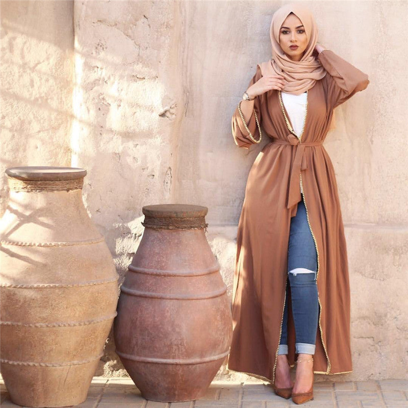 Muslim Beaded Plus Size Cardigan Robe