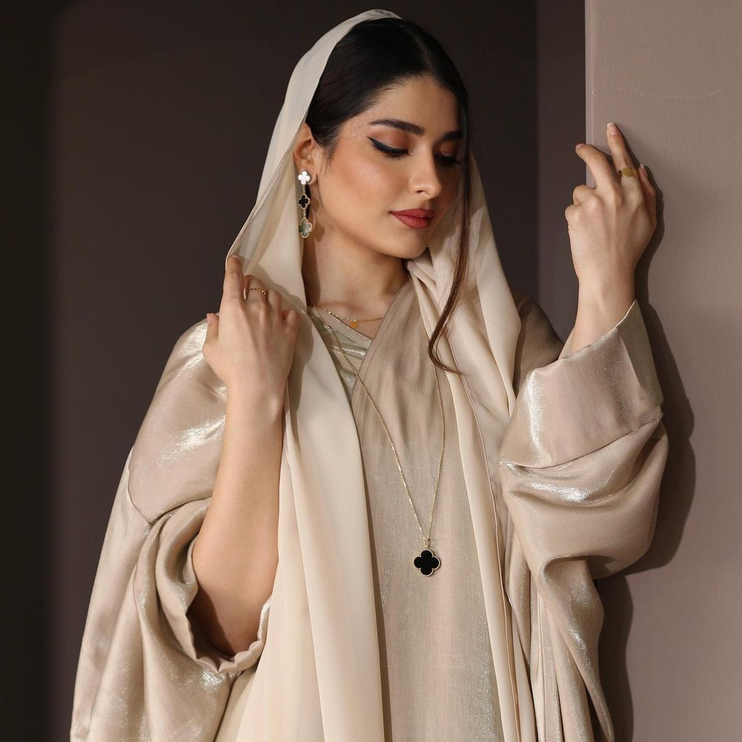 Middle East Muslim Fashion Bright Silk Satin Robe