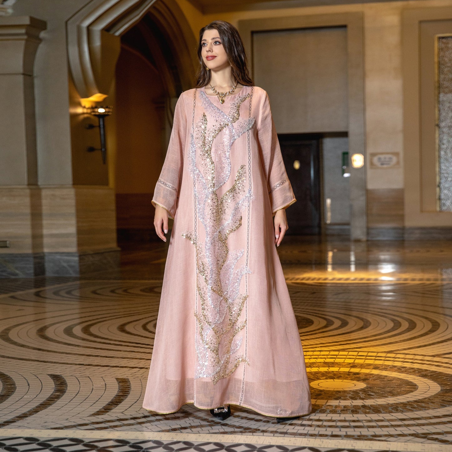 Muslim Robe Sequin Embroidery Dress