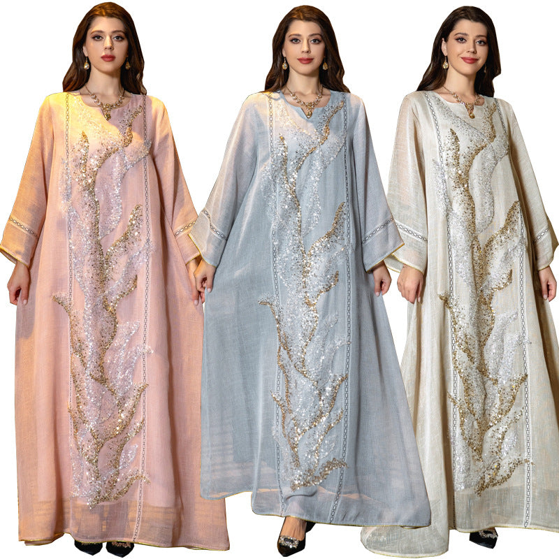 Muslim Robe Sequin Embroidery Dress