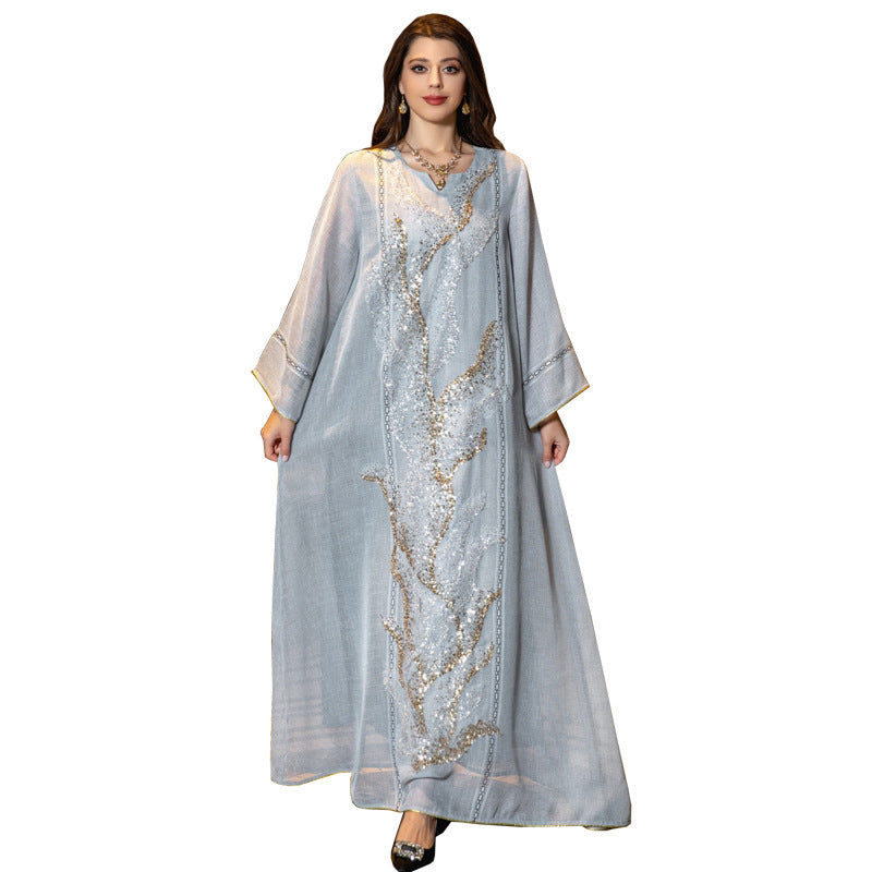 Muslim Robe Sequin Embroidery Dress