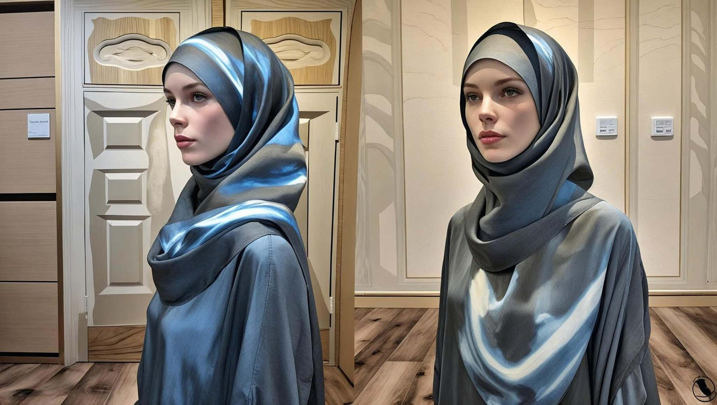 Blue patterned scarf