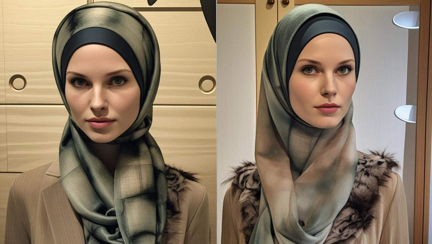 Green patterned scarf