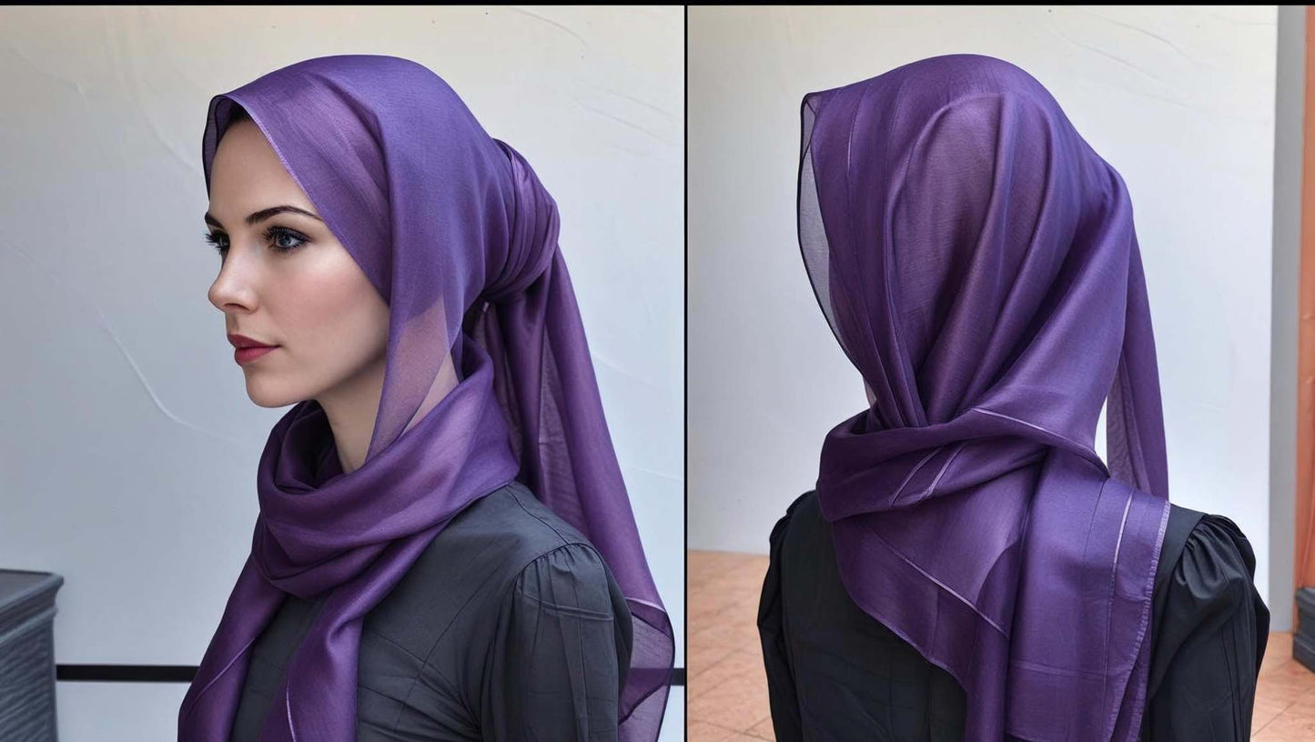 Long purple printed scarf