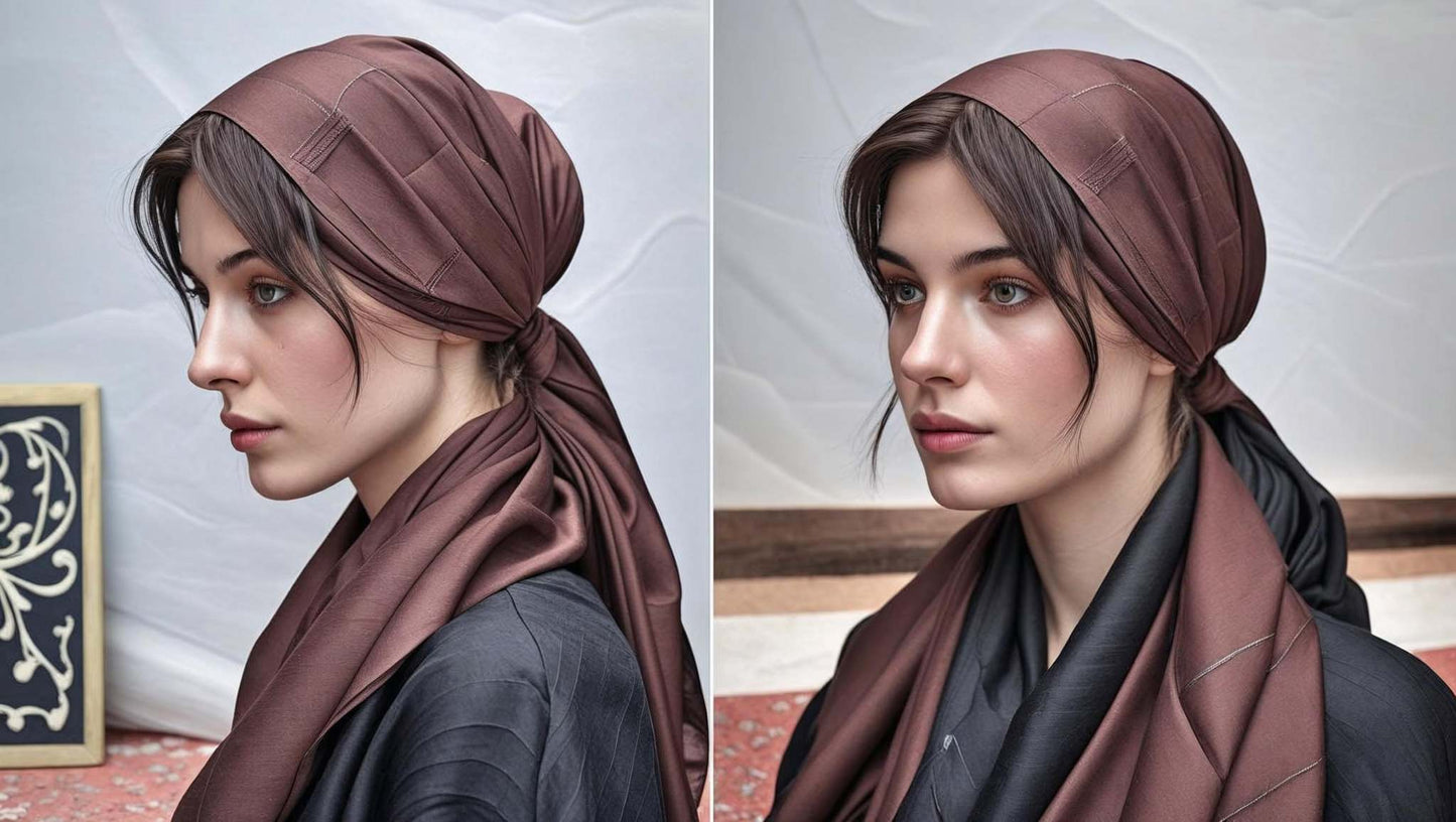 Long brown printed scarf