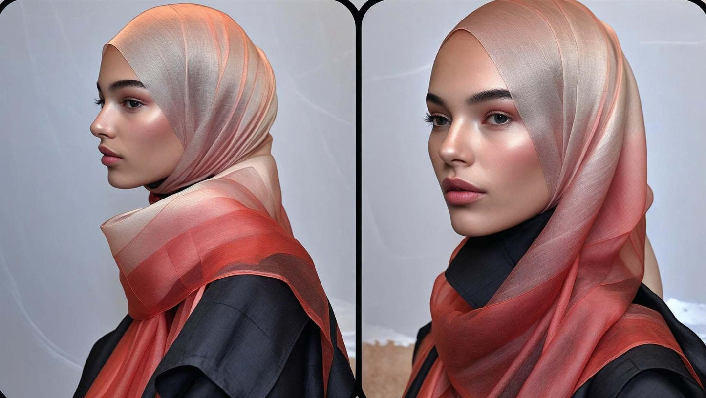 Long red printed scarf