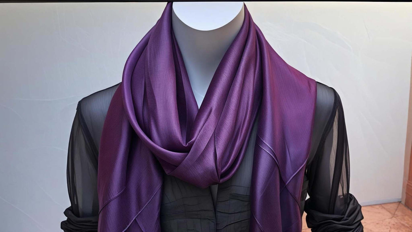 Long purple printed scarf