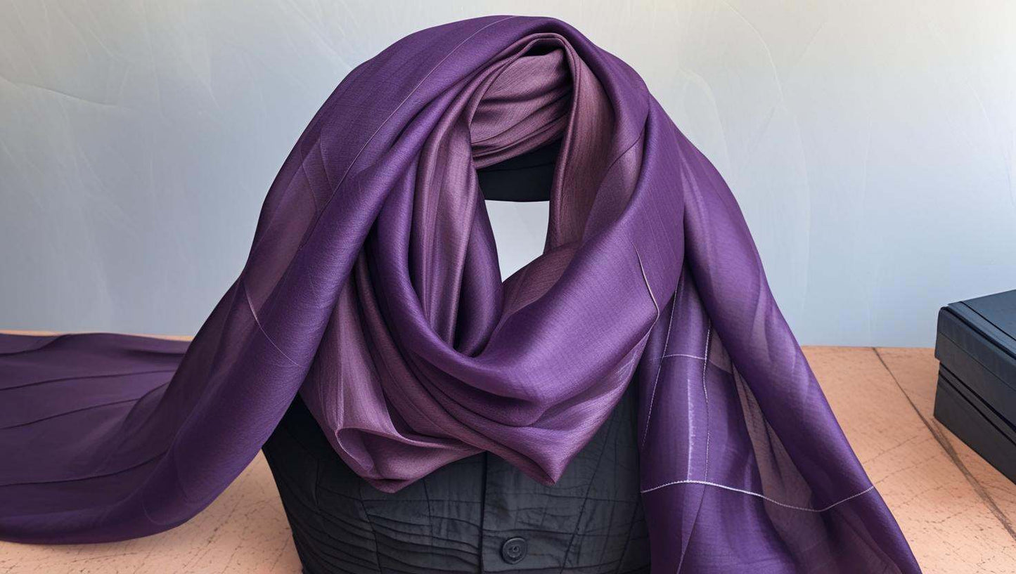 Long purple printed scarf