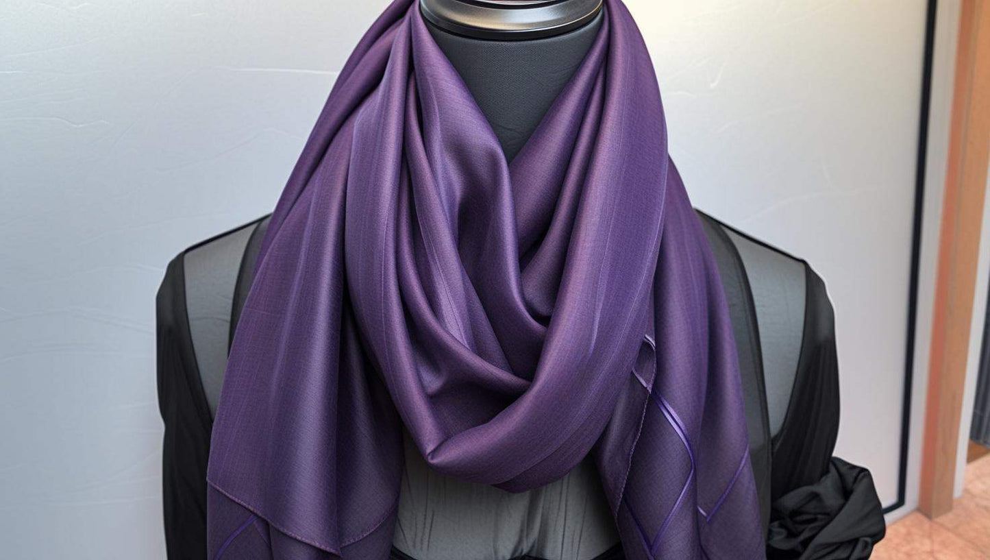 Long purple printed scarf