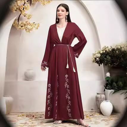 Elegant Middle East Muslim Print Cardigan Robe - Collection of Print