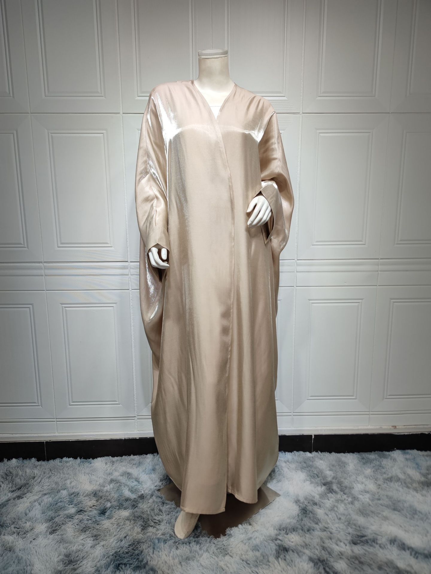 Middle East Muslim Fashion Bright Silk Satin Robe