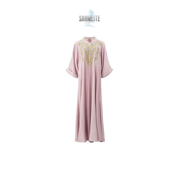Muslim Women Embroidered Robe Dress - Muslim Women Embroidered Robe