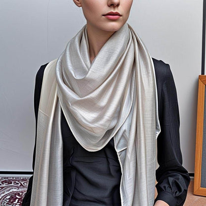 Long white printed scarf