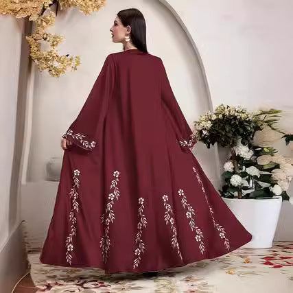 Elegant Middle East Muslim Print Cardigan Robe - Collection of Print