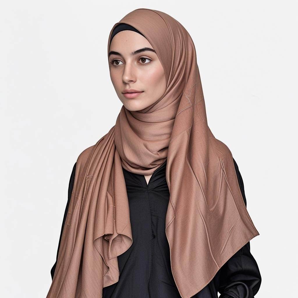 Long beigebrown printed scarf