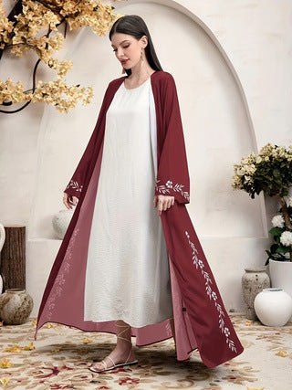 Elegant Middle East Muslim Print Cardigan Robe - Collection of Print