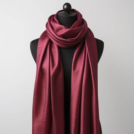 Long red printed scarf