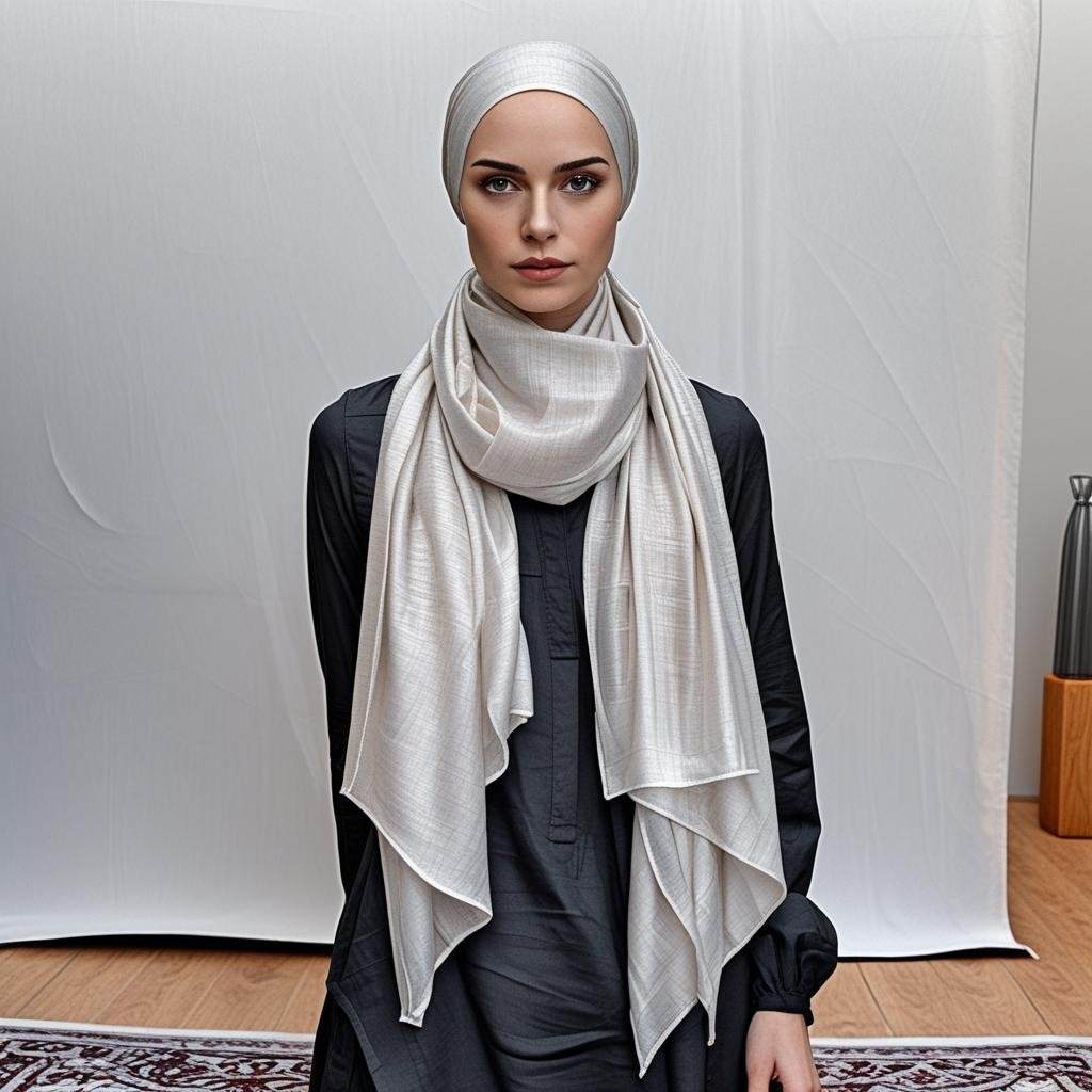 Long white printed scarf