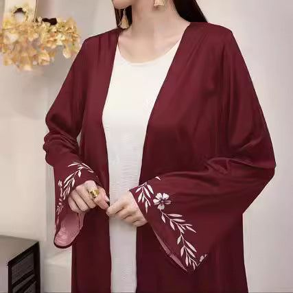 Elegant Middle East Muslim Print Cardigan Robe - Collection of Print