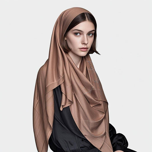 Long brown printed scarf