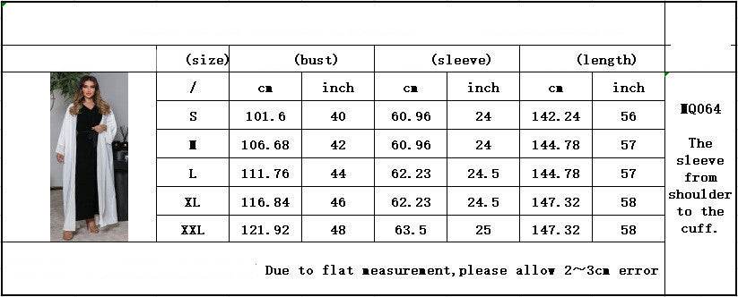 Muslim Cardigan Coat Elegant Chiffon Patchwork - Stylish Oversleeves