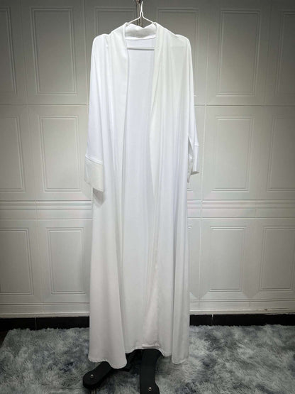 Muslim Cardigan Coat Elegant Chiffon Patchwork - Stylish Oversleeves