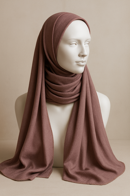 Long beigebrown printed scarf