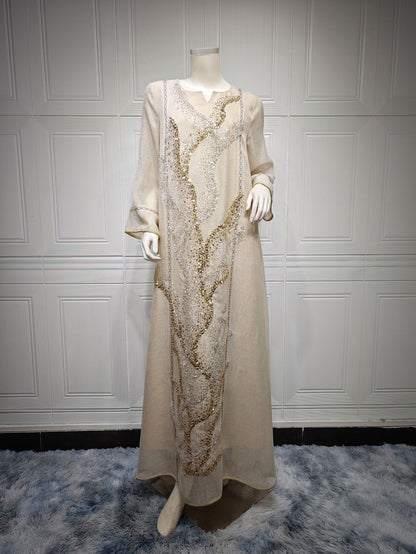 Muslim Robe Sequin Embroidery Dress