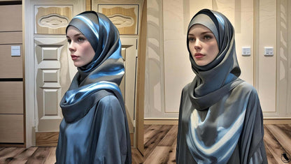 Blue patterned scarf