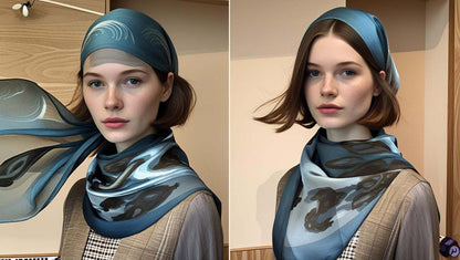 Blue patterned scarf