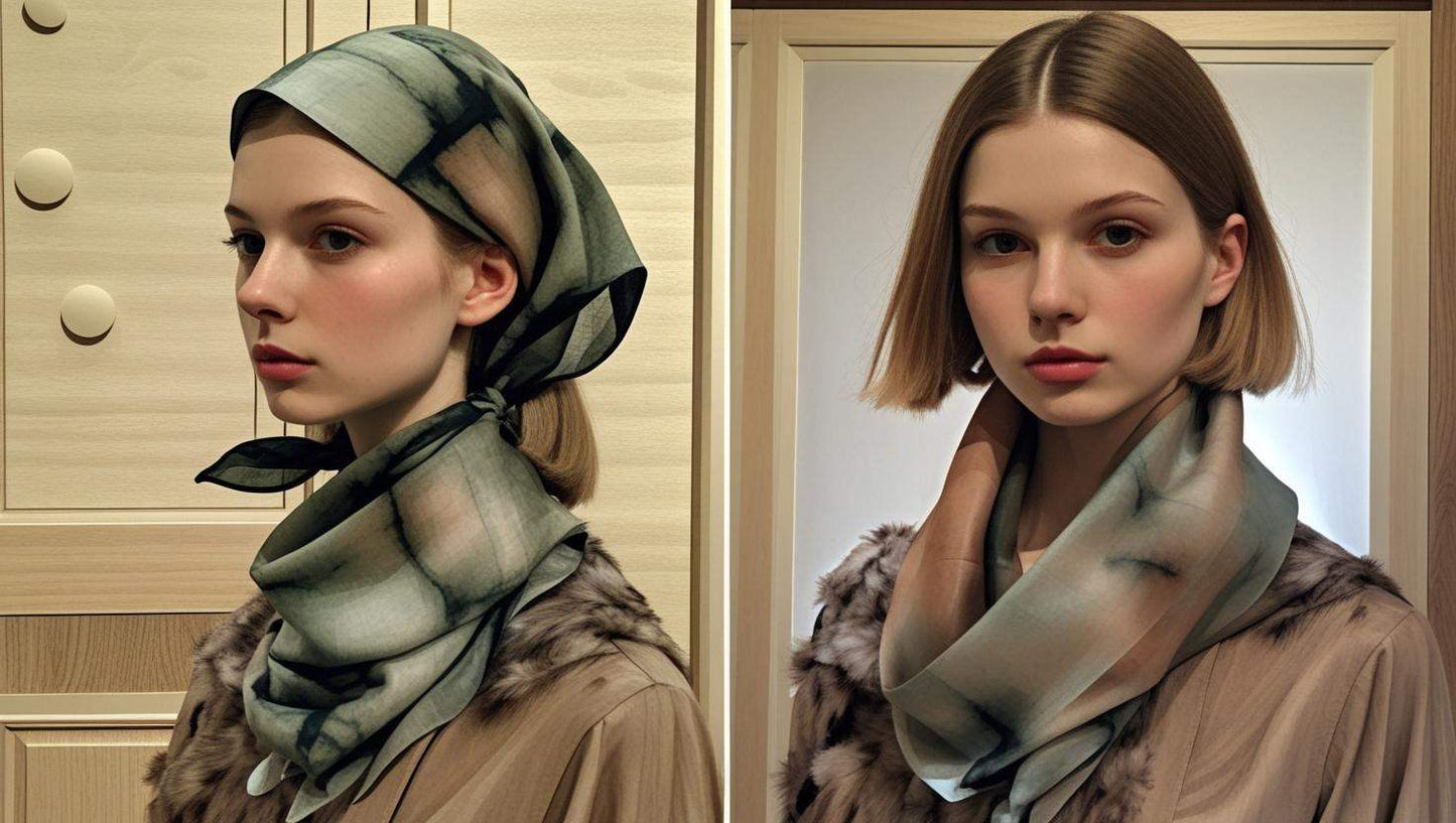 Green patterned scarf