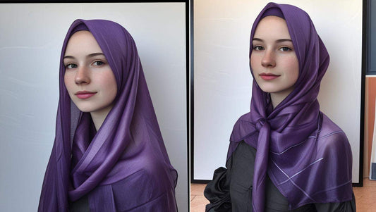 Long purple printed scarf