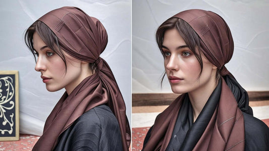 Long brown printed scarf