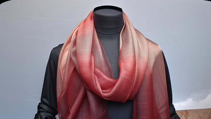 Long red printed scarf