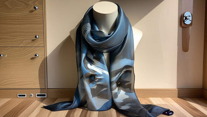 Blue patterned scarf