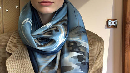 Blue patterned scarf