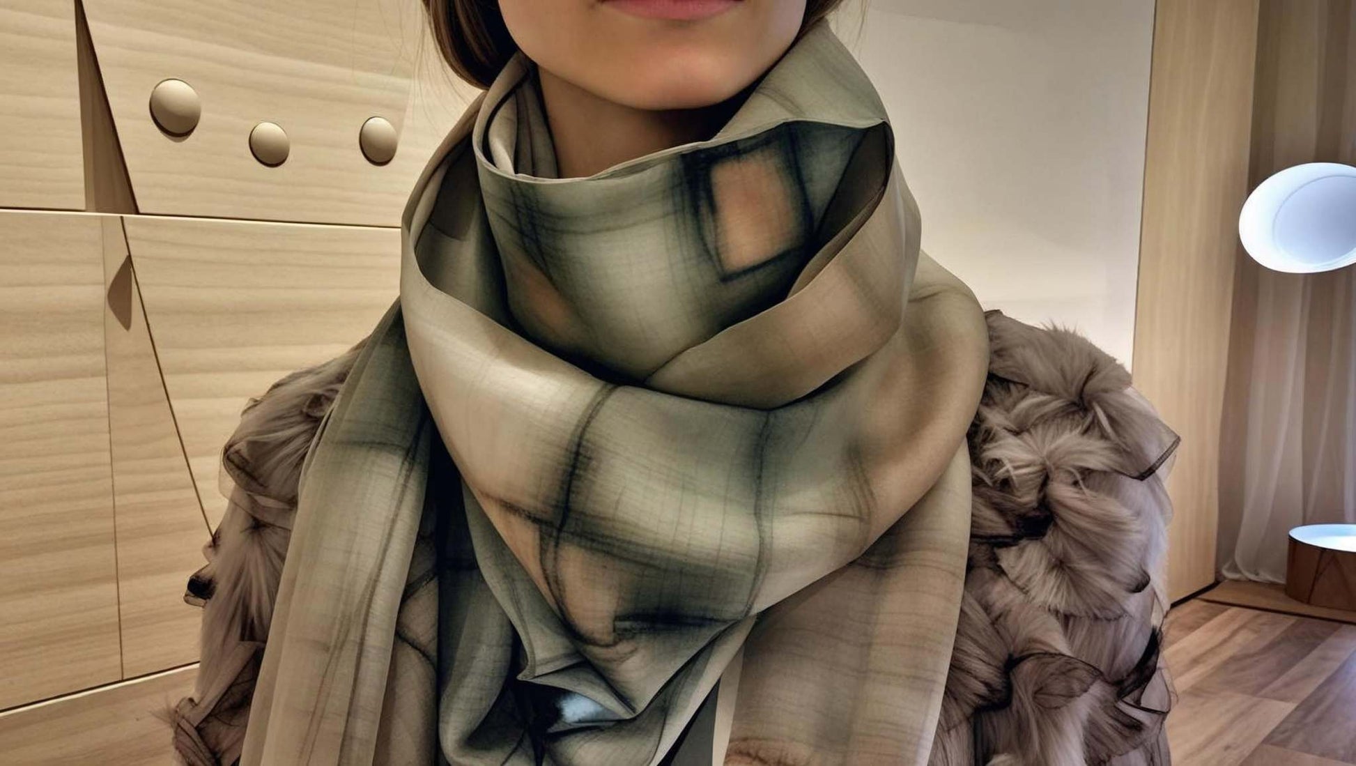 Green patterned scarf