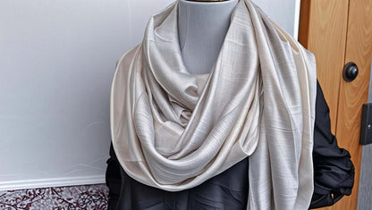 Long light beige printed scarf
