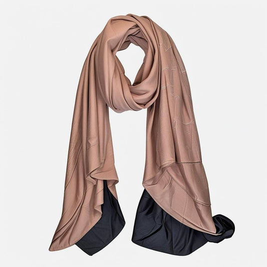 Long beigebrown printed scarf