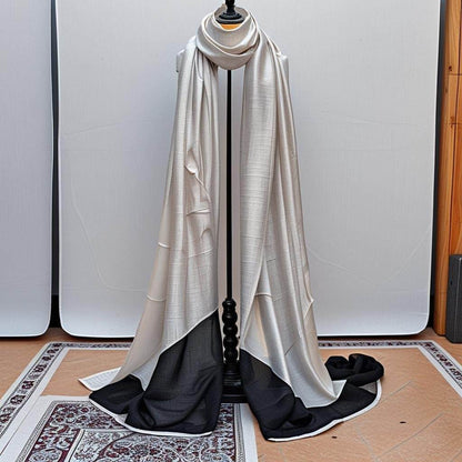 Long white printed scarf