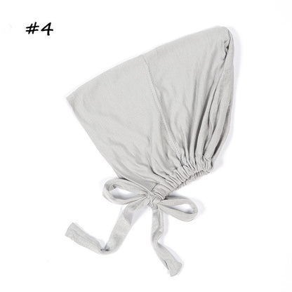 Modal Elastic Elastic Lace Bottom Cap Tied Rope Hijab Solid Color Scarf